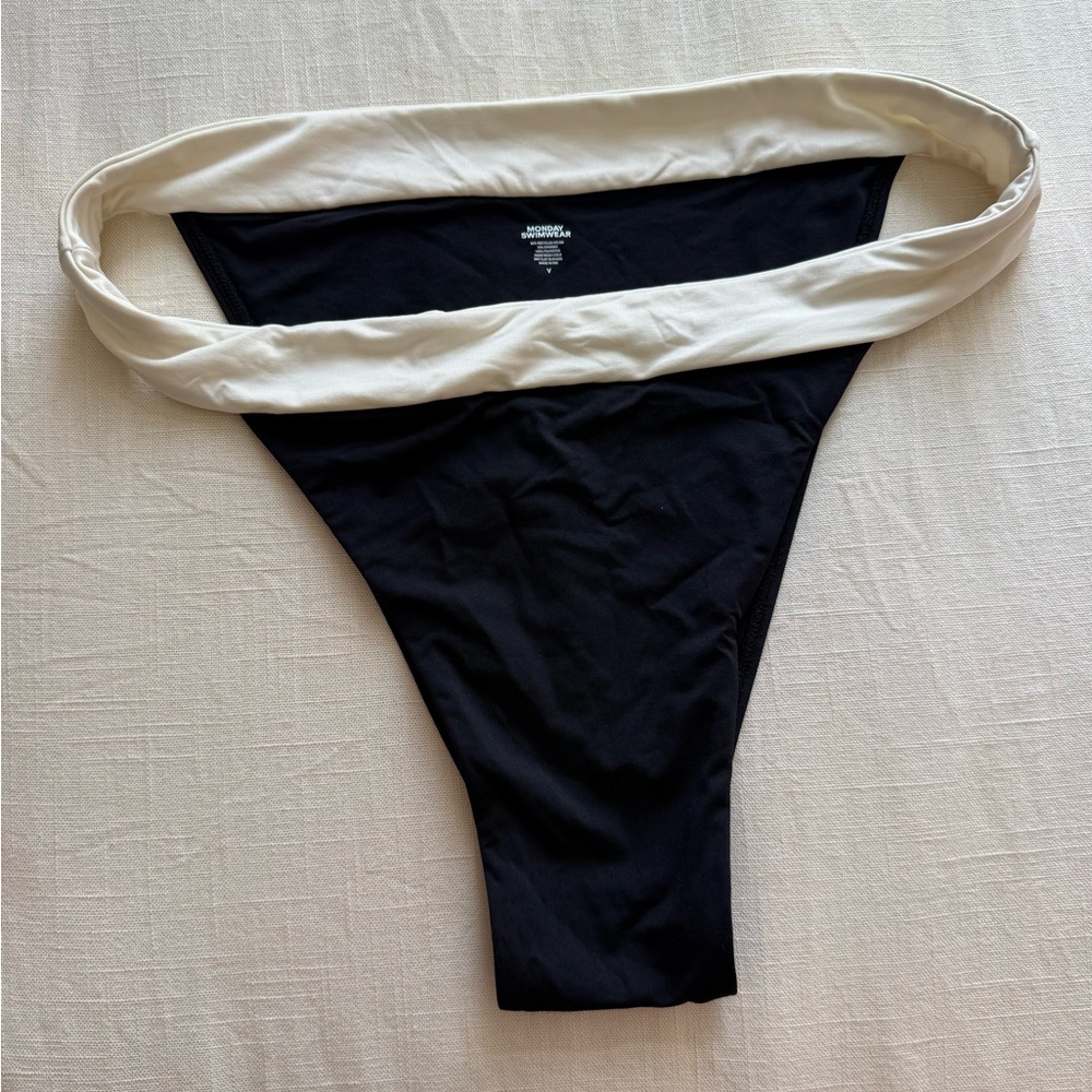 Black and White High-Waisted Bikini Bottom